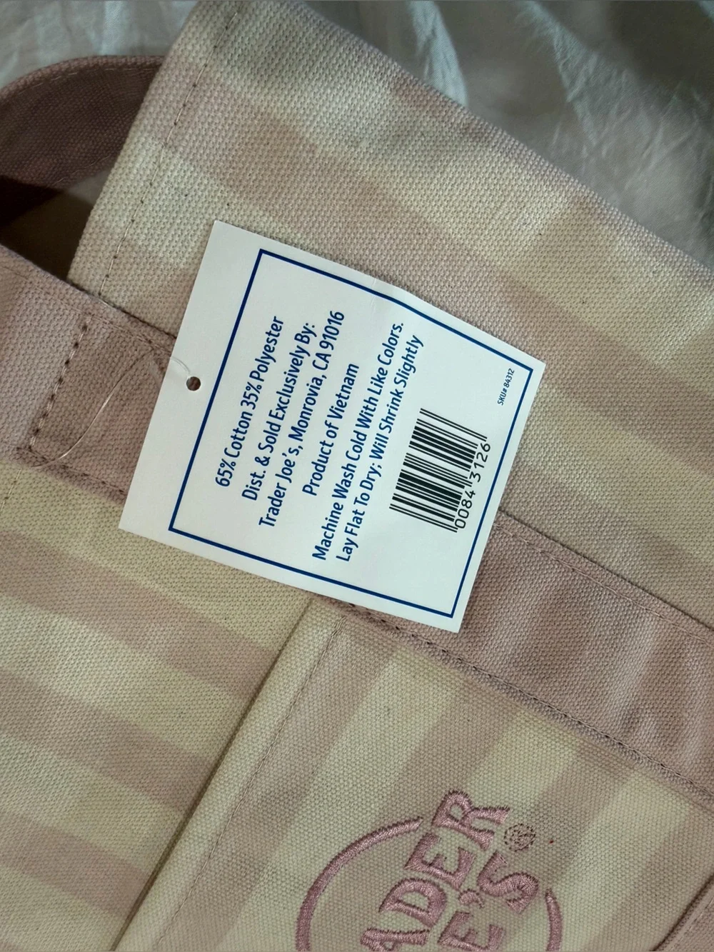 Pink Striped Canvas Tote Bag - Trader Joe’s